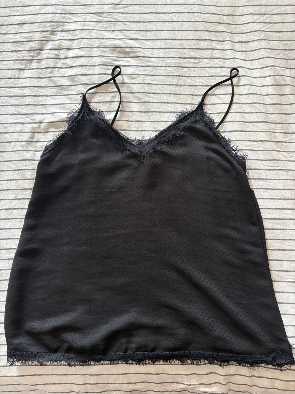 ZARA Black Lace-Trim Cami Tank Top S